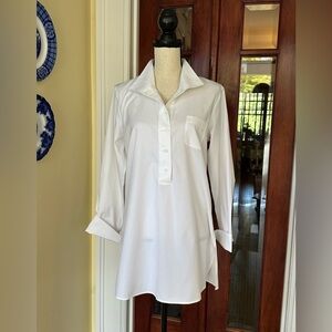 PaperWhite | White Tunic Shirt, 1/2 Button Front, Button Back, Size 12, NWT